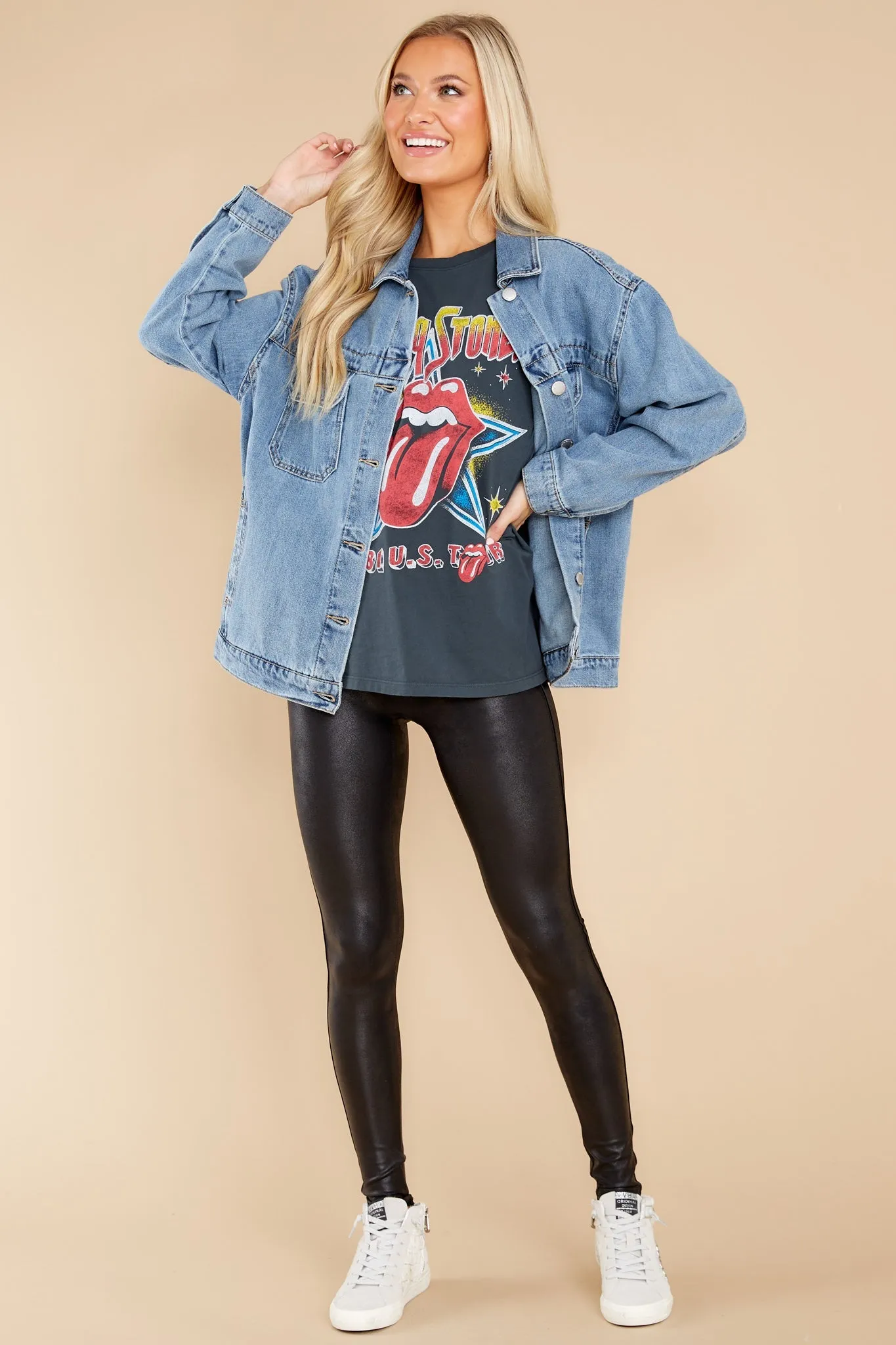 Rolling Stones 1981 US Tour Vintage Black Boyfriend Tee