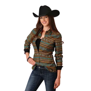 Roper Women's Clay Aztec Print Western Brown Shirt