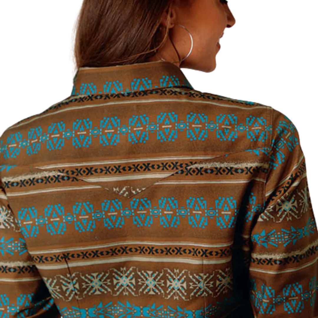 Roper Women's Clay Aztec Print Western Brown Shirt