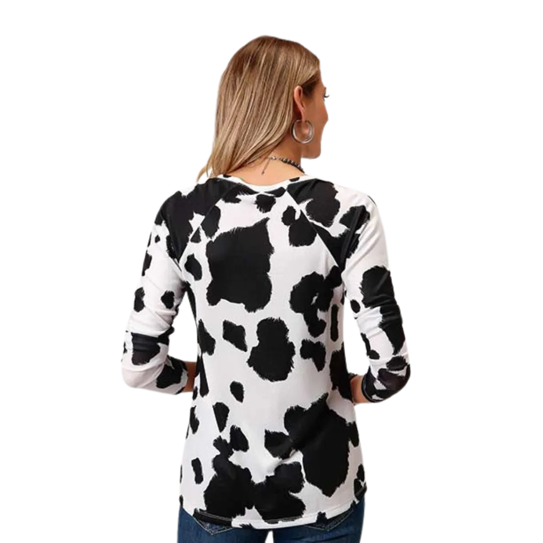 Roper Women's Cowhide Print White Blouse