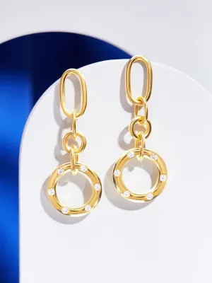 Rubans 925 Silver The Interlinked Element Drop Earrings.- Gold Plated