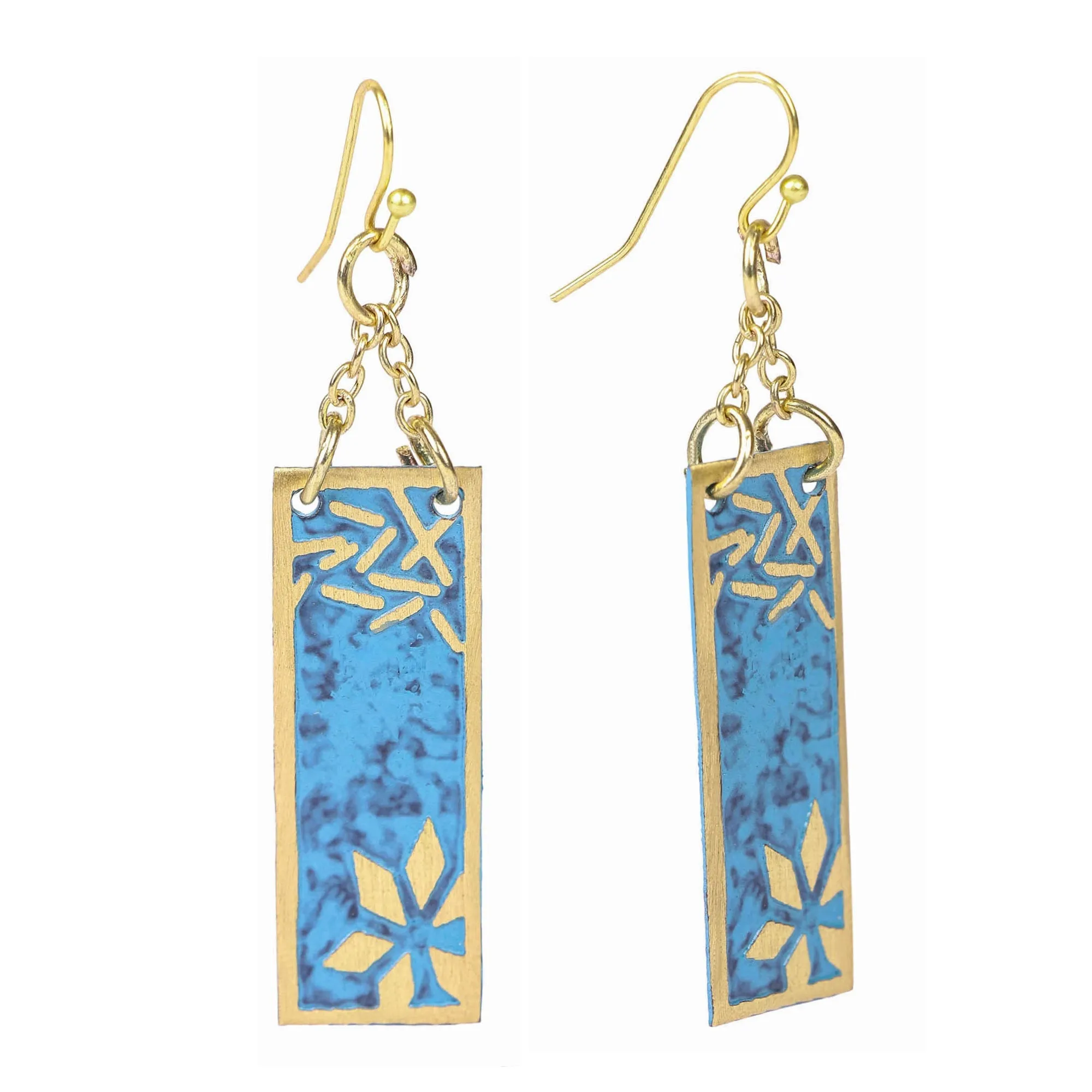 Vaatika rectangle earrings, blue - Wholesale