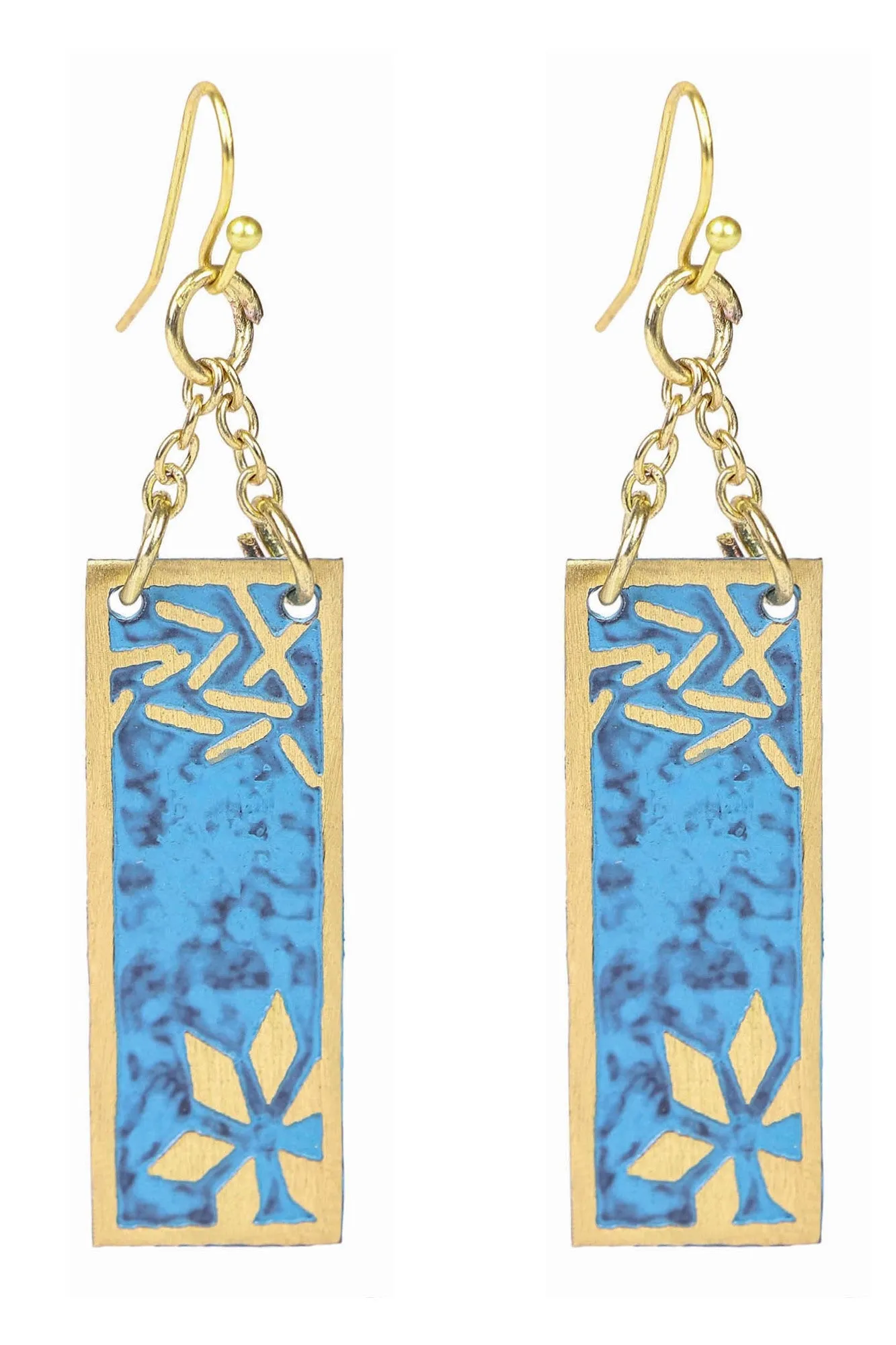 Vaatika rectangle earrings, blue - Wholesale