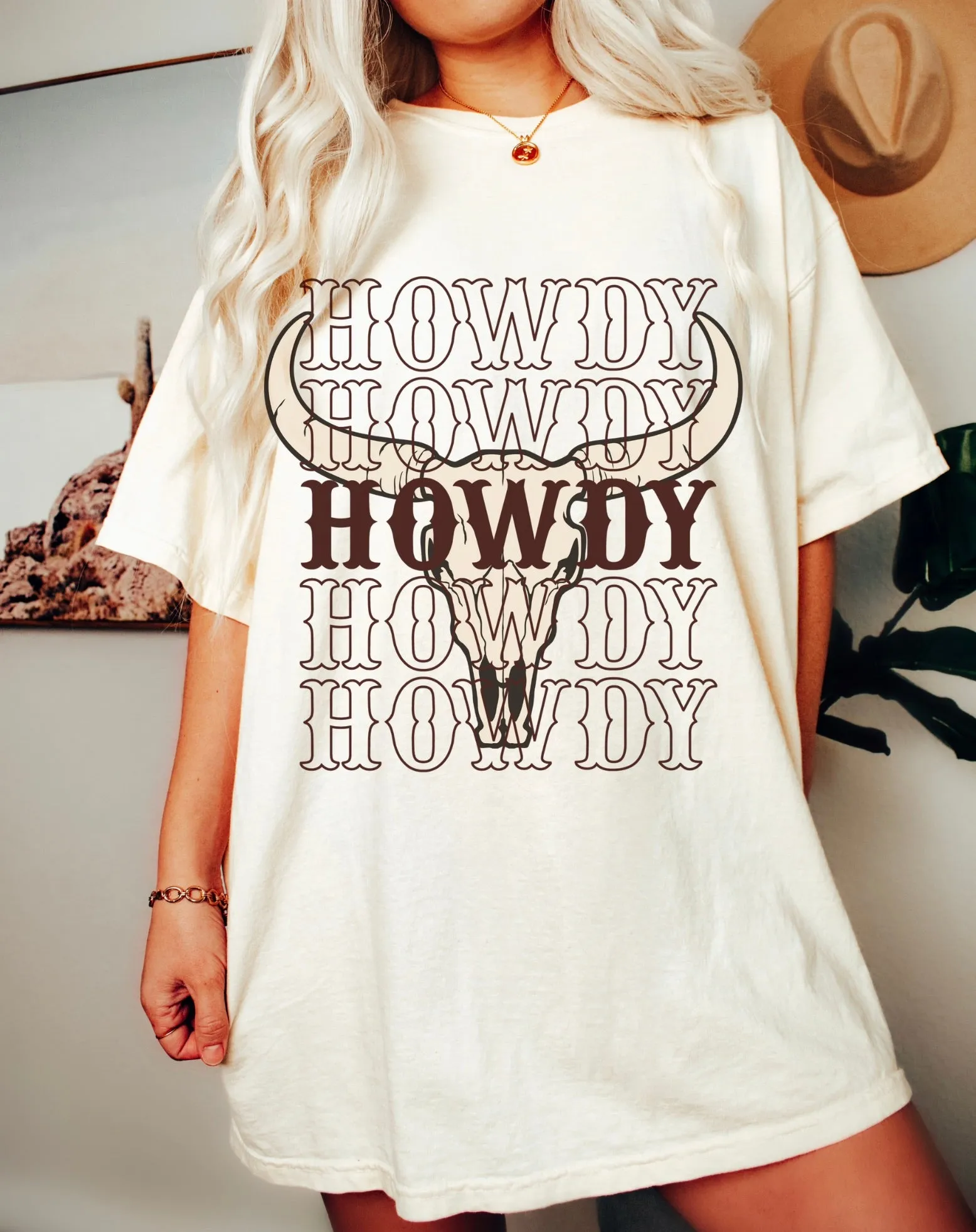 Vintage Cowboy Bull Skull Tshirt Dress