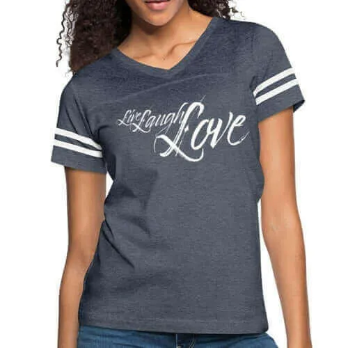 Womens Graphic Vintage Sport T-shirt, Live Laugh Love Illustration