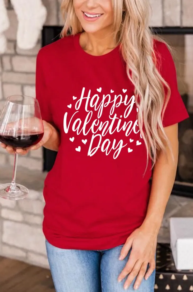 Womens Valentine's Day Heart Printed Shirts Graphic Tees