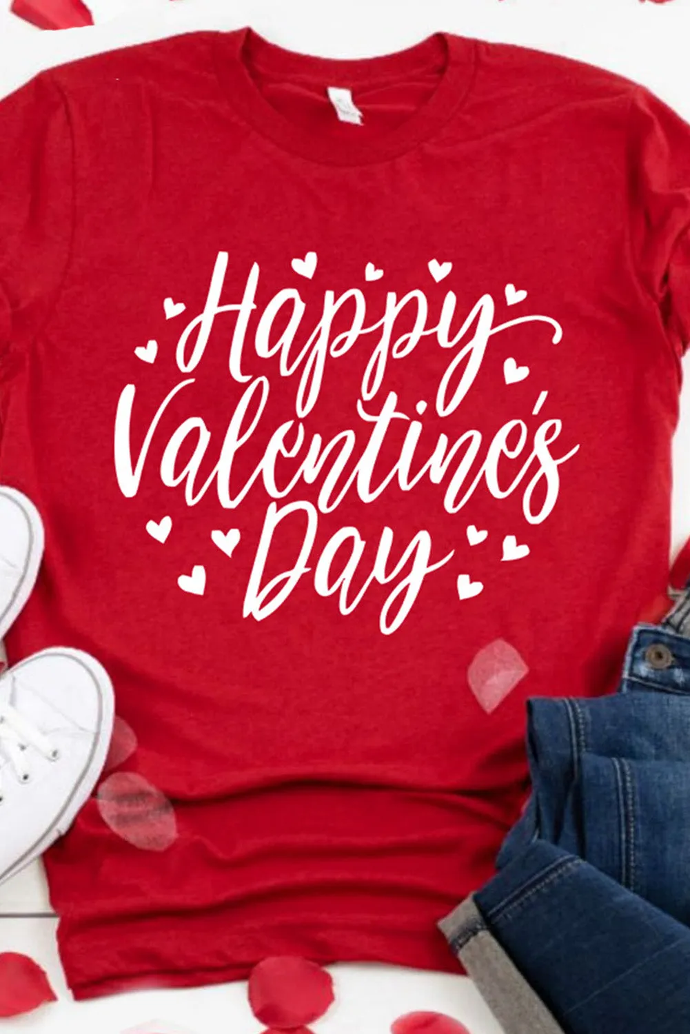 Womens Valentine's Day Heart Printed Shirts Graphic Tees