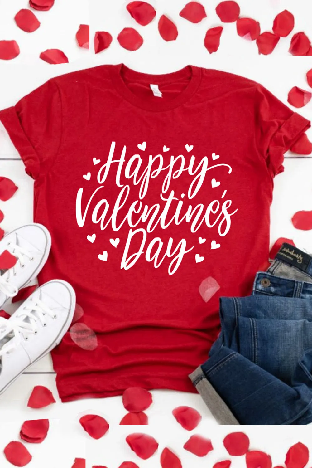 Womens Valentine's Day Heart Printed Shirts Graphic Tees