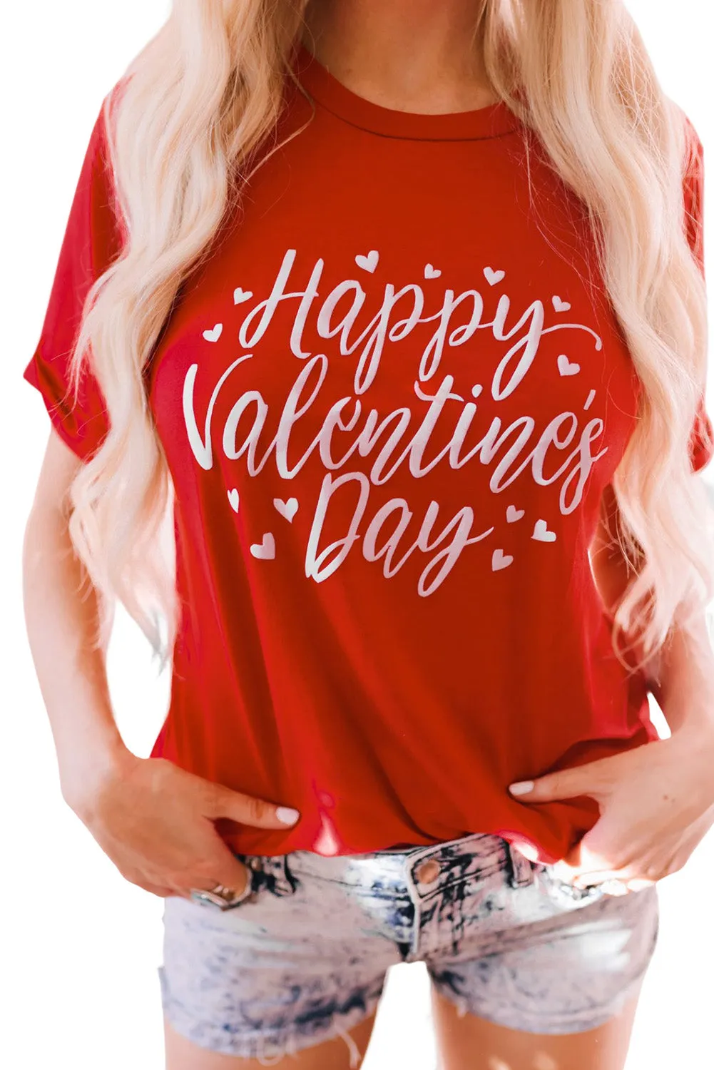 Womens Valentine's Day Heart Printed Shirts Graphic Tees