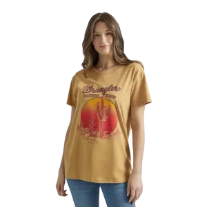 Wrangler Women's Boyfriend Gold Cactus Tee Shirt